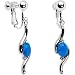 Handcrafted Caribbean Blue Oval Swirl Clip On Earrings Made with SWAROVSKI ELEMENTS