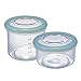 Hario Glass Container with Glass Lid 23oz 17oz, 2pcs Set Green