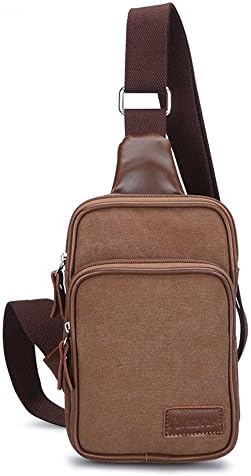 Catmacas Men's Military Cotton Canvas Shoulder Crossbody Fanny Rucksack Brown