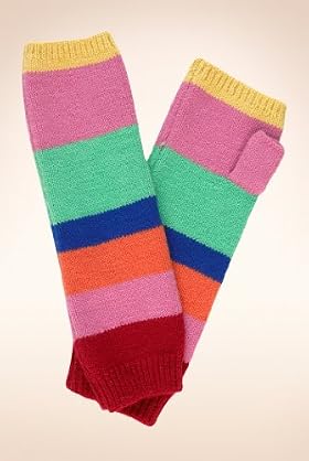 Stripe Fingerless Knitted Gloves