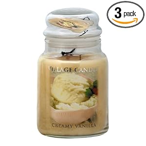 Village Jar Candle, 16-Ounce Jar, Creamy Vanilla (Pack of 3)