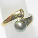 14K Two-Tone Gold Black Pearl and Diamond Ring
