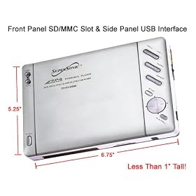 SuperSonic SC-28B Compact Portable CD DVD Media Player USB SD/MMC Slot