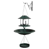 Relaxdays Solar Vogelhaus mit Futterstation, Vogelbad und Pflanzschale inkl. Wandhalterung - witterungsbeständig