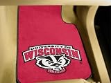 Script with Badger Head Car Mats 2 Piece universal fit Car Floor Mat (Rug) - Wisconsin Badgers