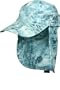 Aqua Design Voyager Sun Protected UPF Camo Fly Fishing Long Bill Cap & Optional Protective Cape (Aqua Sky)