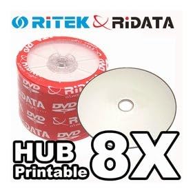 500 Ritek Ridata 8X DVD-R 4.7GB White Thermal Hub Printable by 