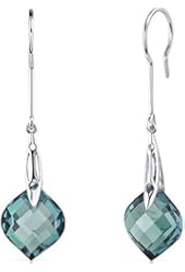 Onion Cut 18.50 Carats Simulated Alexandrite Dangle Earrings Sterling Silver