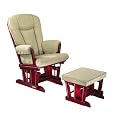Park Avenue Deluxe Glider Rocker and Ottoman Set with Pockets- Cherry Finish with Sage Micro Fiber