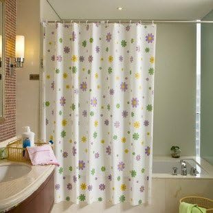 EWA Waterproof Mildew-Resistant Antibacterial Shower Curtain 72-Inch by 72-Inch (Purple Flower Pattern)