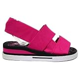 Womens Pink JuJu Wedge Beach Summer Ladies Sandals Shoes