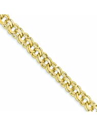 Genuine 14K Yellow Gold 7In 8.5mm Solid Double Link Charm Bracelet 7 Inches 22 Grams Of Gold 100% Satisfaction Guaranteed.
