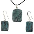 Blue Laugna Lace Agate Rectangle Pendant and Earring Set - Pendant (17x22mm), Earrings (14x19mm) - Adjustable Cord Necklace Blue Laugna Lace Agate Rectangle Pendant and Earring Set - Pendant (17x22mm), Earrings (14x19mm) - Adjustable Cord Necklace