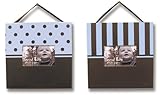 Trend Lab Striped and Dot Two Picture Frame Set in Brown/Blue