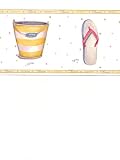 Wallpaper Border Spicher& Co. Beach Ball, Flip Flops, Sand Pail, Beach Chair& Shovel on White