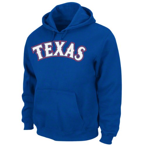 Texas Rangers Sweatshirt: Royal Blue NX Flock Hooded Fleece Pullover