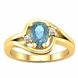 14K Yellow Gold Aquamarine and Diamond Ring