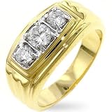 CZ Ring For Men - 14K Gold Finish Past Present Future CZ Ring