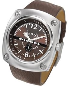 Diesel #DZ1228 Men's Oversize Split Level Watch with Leather Strap