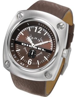 Diesel #DZ1228 Men's Oversize Split Level Watch with Leather Strap
