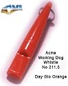 Acme Working Dog Whistle No 211.5 Day Glo Orange--WITH FREE LANYARD