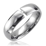 Stainless Steel Diamond Band Ring (H, SI, 0.03 carat)-Band Width:6mm