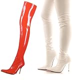 Sexy Thigh High Boot Red or White Stretchy