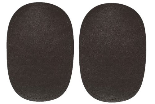 2 tlg. Set ovaler Flicken - dunkel braun Leder 10 cm * 15 cm Bügelbild Aufnäher