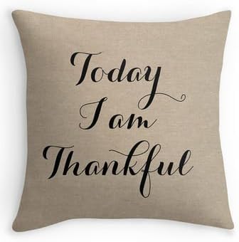 Cotton square pillow 45cm x 45cm One side zipper e:009 Today I am Thankful 797 by SKArtStore