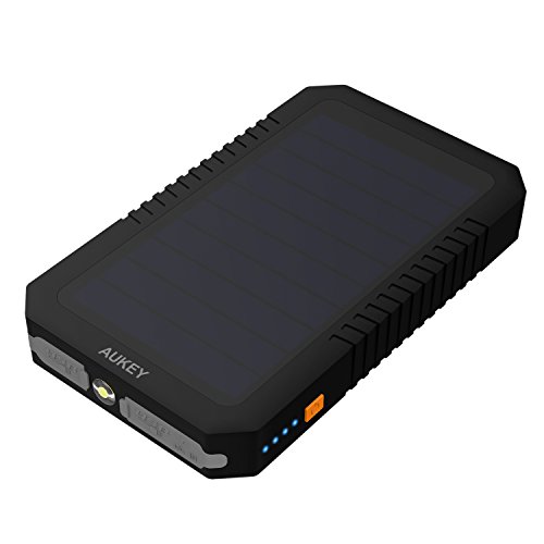 AUKEY 12000mAh Solar Charger with SunPower Solar Panels & 3.4A Dual USB Outputs for iPhone 7/6s/Plus, Samsung Galaxy S7/S6/Edge, LG, iPad and More