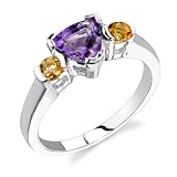 41L4E9BBXXL. SL160  Sterling Silver 1.25 cts Trillion Amethyst & Round Citrines Ring Size 7