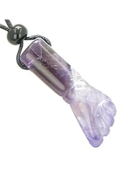 Italian Hand Figa Lucky Charm Travel Protection Safety Amulet Amethyst Gemstone Pendant Necklace