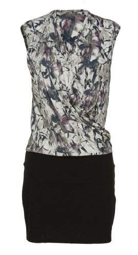 JESSICA SIMPSON Printed Cowl Neck Combo Dress [60136254-P12]Mashmallow,SMALL