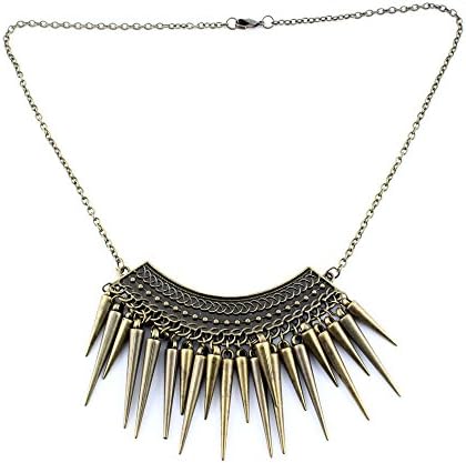 1 PCS Necklace Pendent XL0143 Statement Punk Rivets Spike Triangle Tassel Long Chain Choker Vintage Neck Bib Collar Lady Beauty