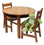 Child's Round Pecan Table Set with 2 Chairs