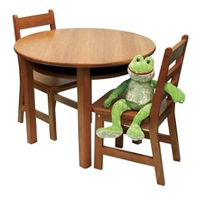 Child's Round Pecan Table Set with 2 Chairs by Table & Chairs