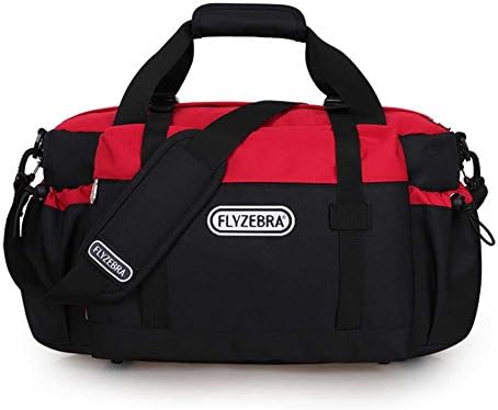 Flyzebra® FBN5001 Waterproof Travel Duffle Bag with Shoulder Straps Carry On Small Hand Luggage - Sports Duffle Gym Shoulder Handbag Weekend Bag (red and black)
