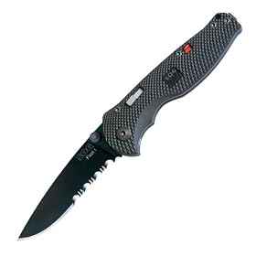 SOG Specialty Knives & Tools TFSA-97 Flash I with Combination Serrated and Fine Blade, Black TiNi