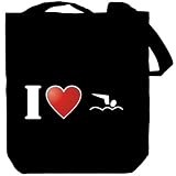 I Love Swimming - Silhouette Sports Tote Bag (Black, Canvas, Unisex)