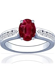 Platinum Oval Cut Ruby Ring With Sidestones