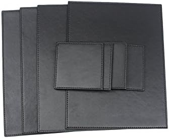 DaoHeng 8 Pieces Reversible Rectangular Faux Leather Mat And Coaster Set Black