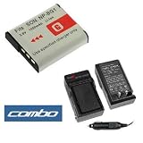 Premium Replacement Np-bg1 Equivalent Lithium-ion Battery + Replacement Home Travel Charger with Car Adapter for Sony CyberShot DCS-H20 DSC-HX5V