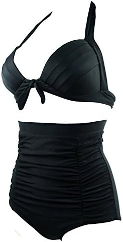 Qiu Womens Retro High Waisted Vintage Bikini Swimwear Swimsuit Bathing Suit