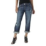 Mossimo Supply Co. Juniors Back Flap Pocket Boyfriend Jean - Dark Desctructed