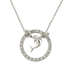 Sterling Silver Dolphin Pendant and Necklace