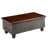 Reformation New Solid Cane Rattan Top Wood Storage Coffee Table ac