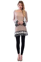  Lace Sheer Polyester/Spandex Bell Sleeves Long Sleeves Polka Dot Print Tunic  With Ruffles