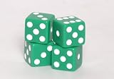 Koplow Set of 4 Loaded Dice 1-5-6 & 3-4-5, Opaque Green with White pips