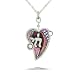 Purple Judaic Chai (Life) & Heart Necklace #0402PU