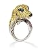 labrador32  - 18k White Gold Labrador Dog Ring with Yellow